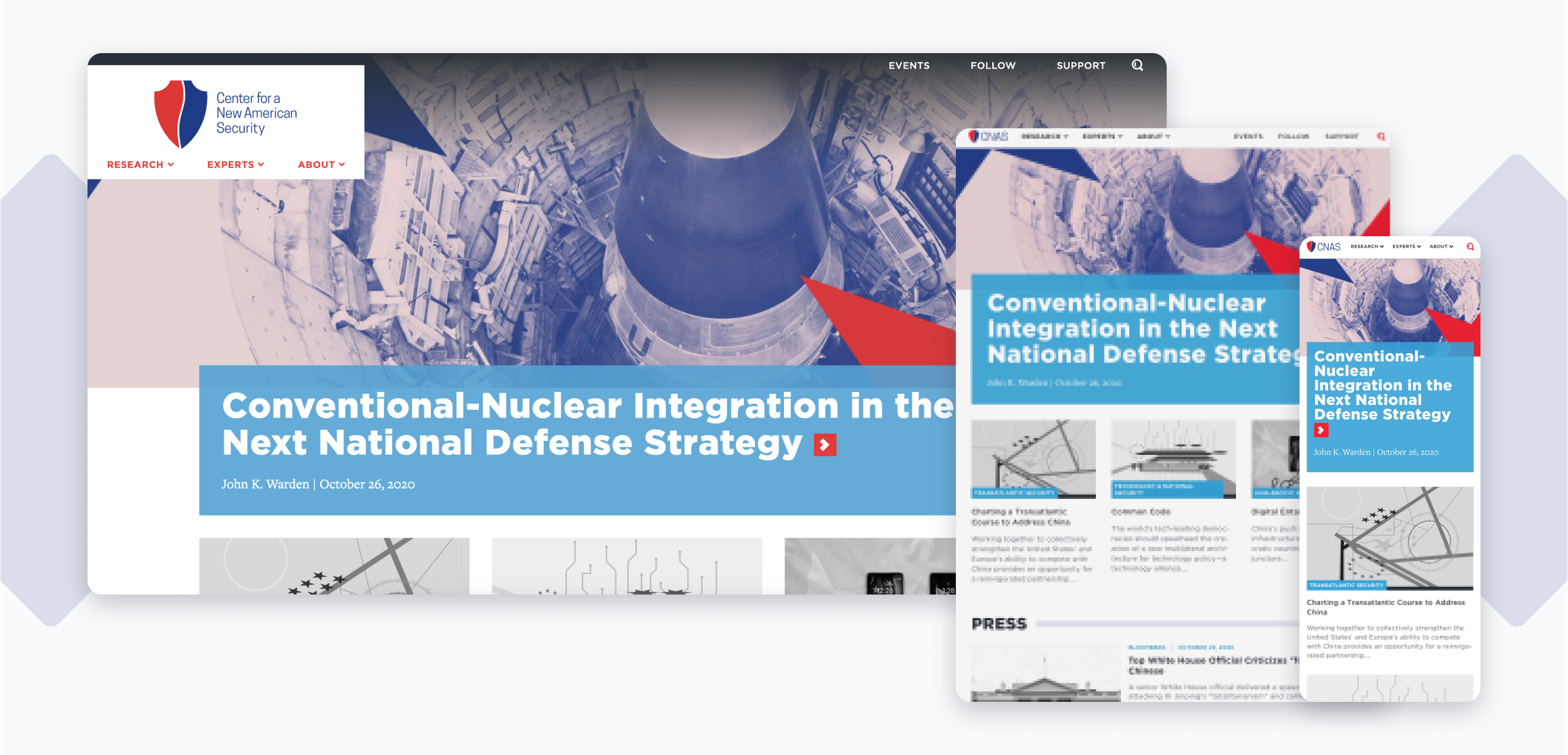 CNAS homepage on different screen sizes