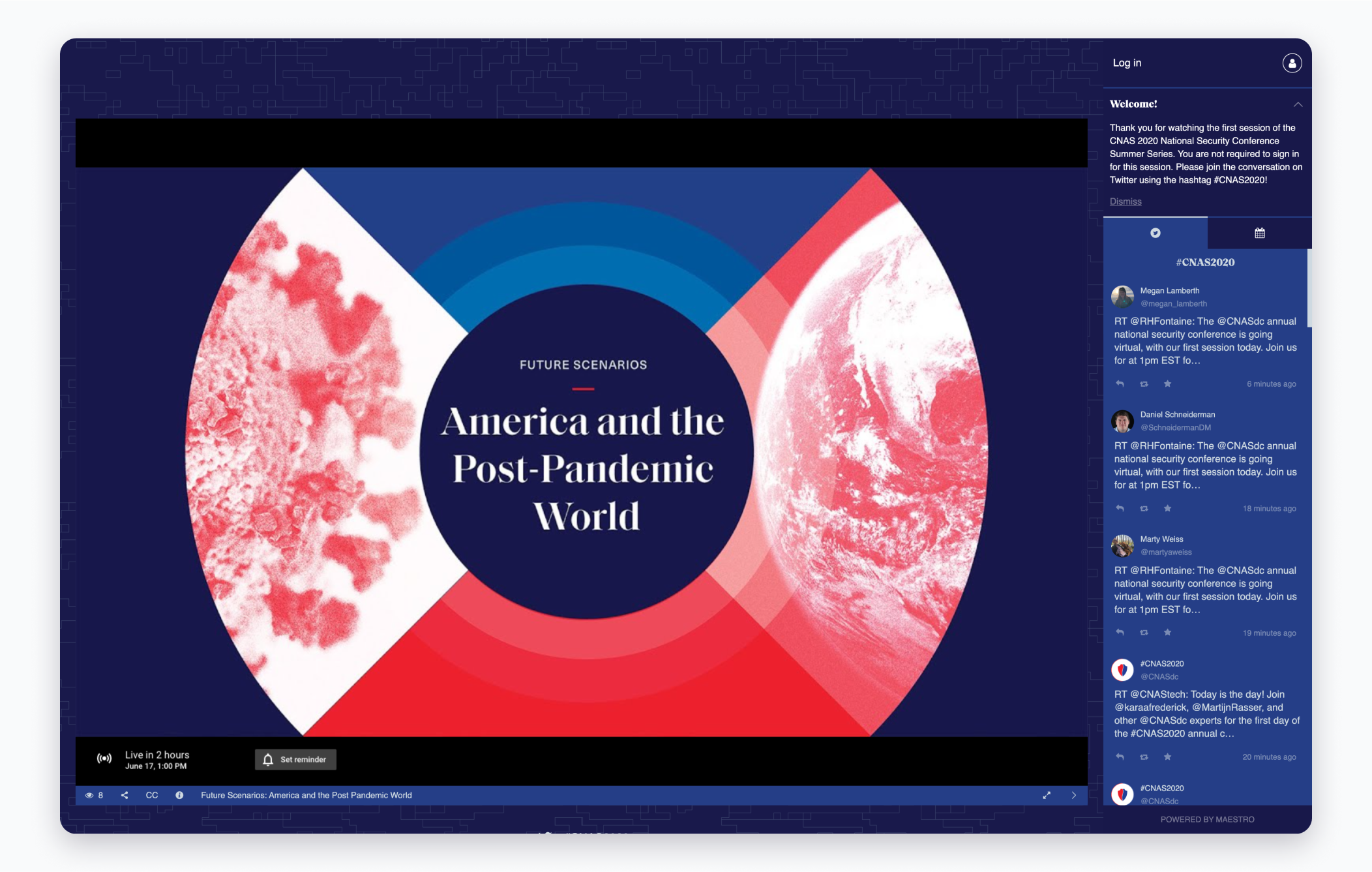 The CNAS homepage on a desktop