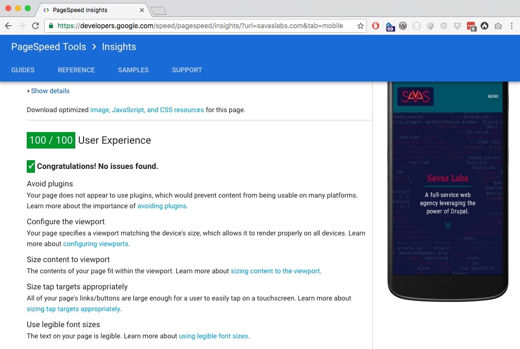 Passing Google PageSpeed Insights user experience items