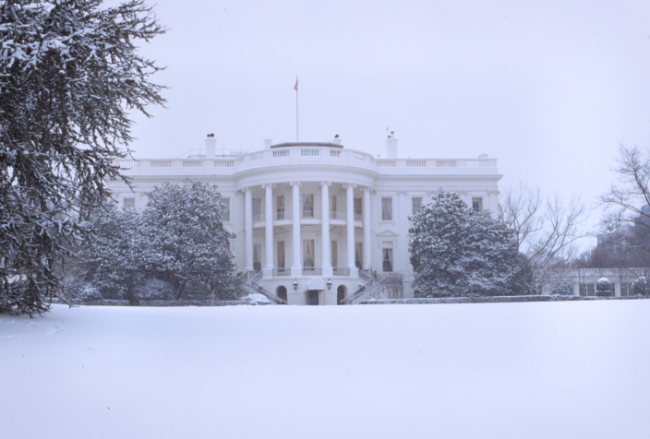 The White House covered with snow