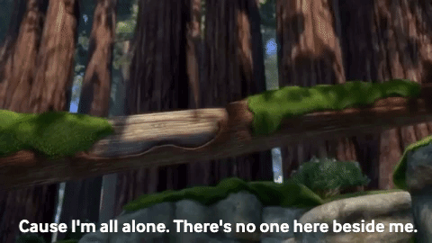 Donkey (Shrek character) singing "I'm all alone, there's no one here beside me"