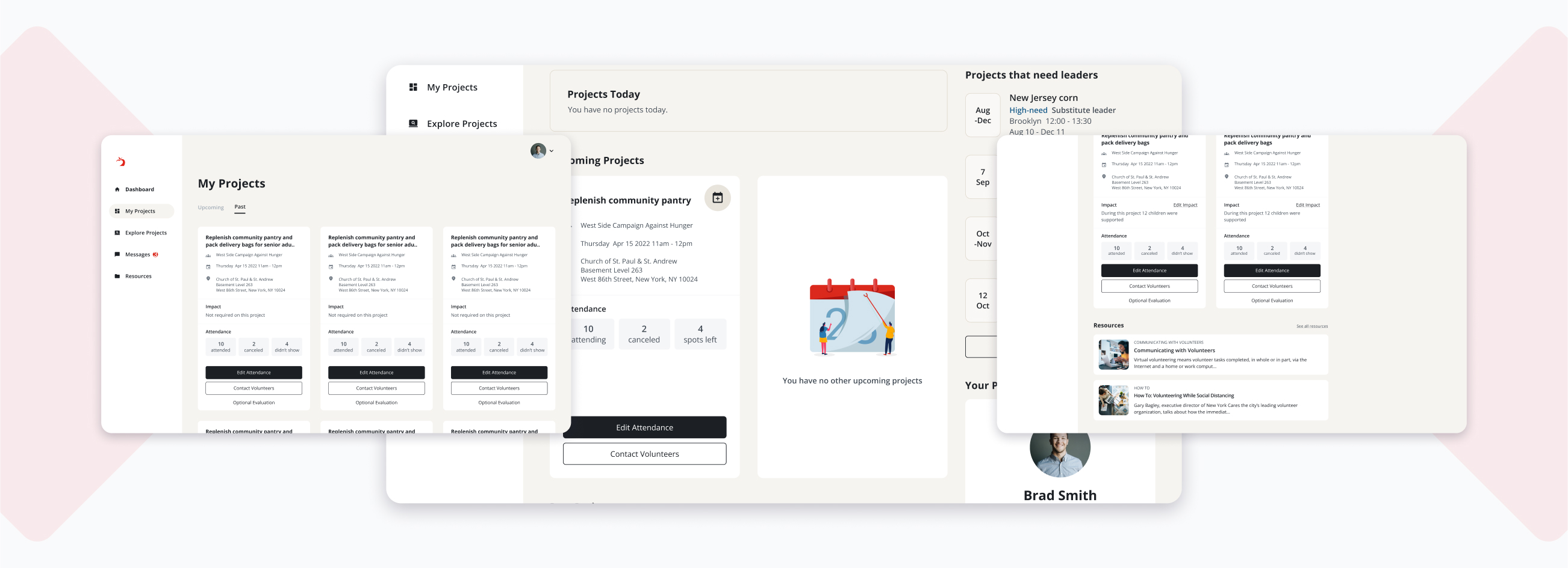 New York Cares portal screens