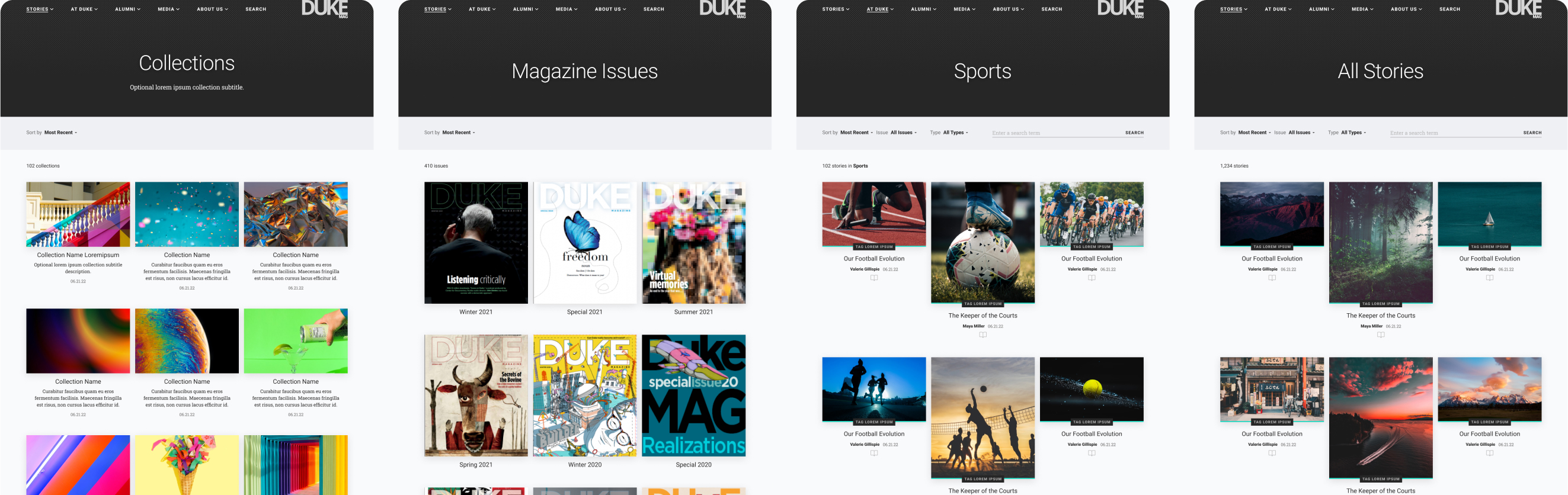 Duke Alumni Magazine site pages