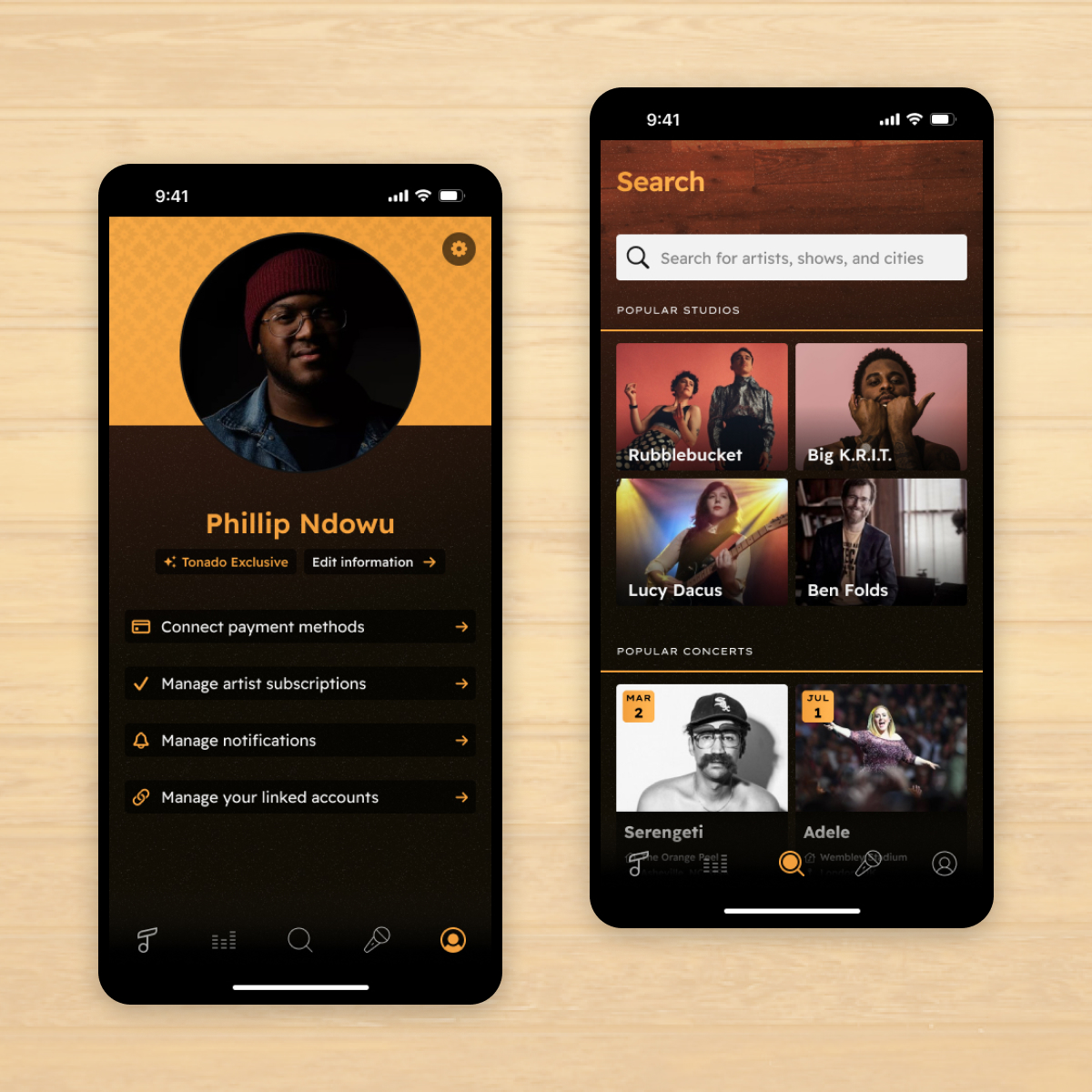 Tonado mobile screens