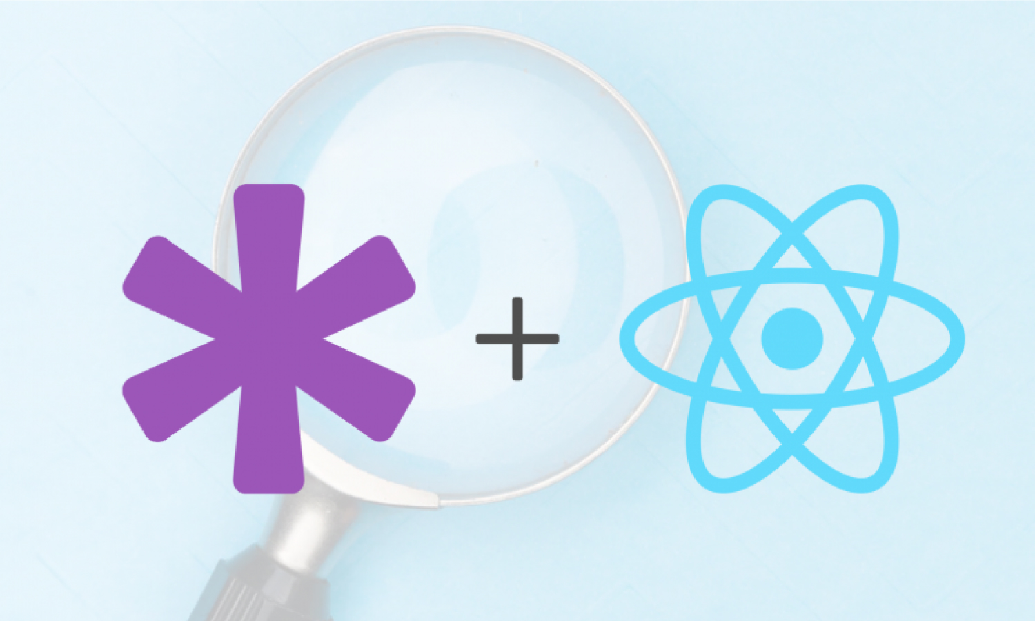 React logo and fuse logo with a magnifying glass