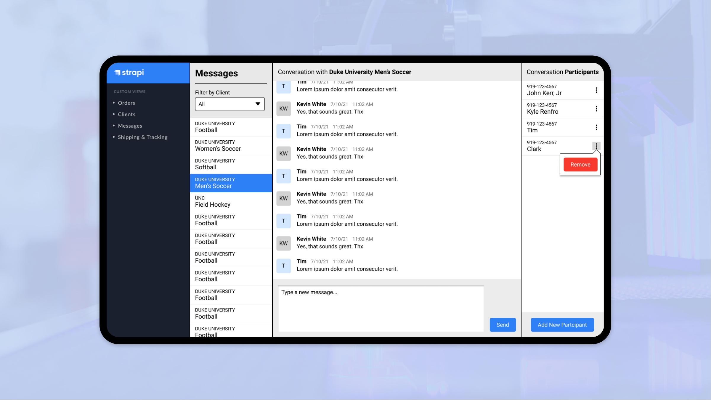 Protect3d application homescreen