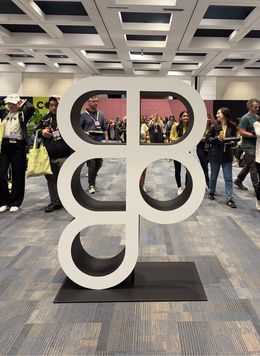 Sculpture of Figma's logo at the conference