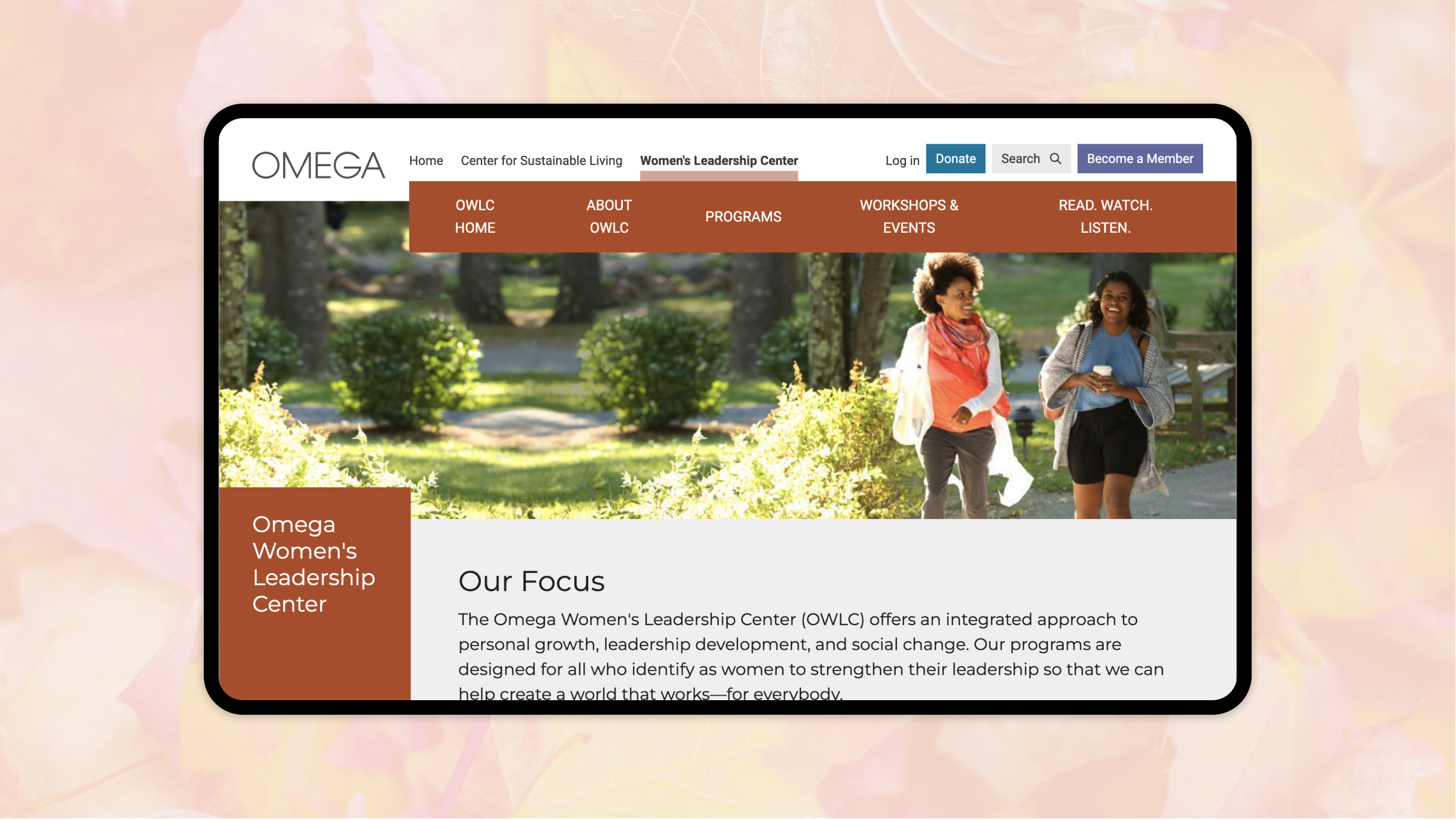 Omega Institute homepage