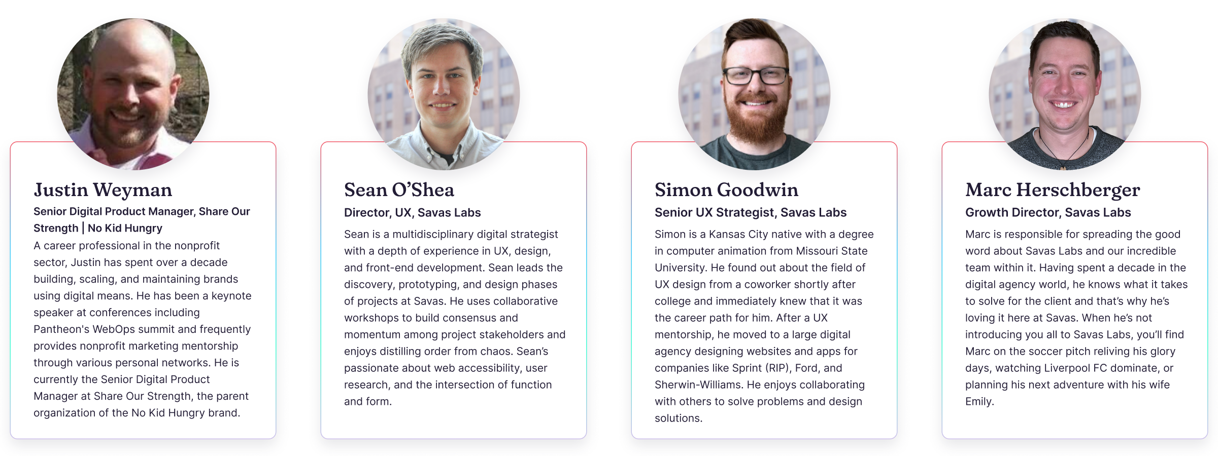 Webinar Speakers - Justin Weyman, Sean O'Shea, Simon Goodwin, Marc Herschberger