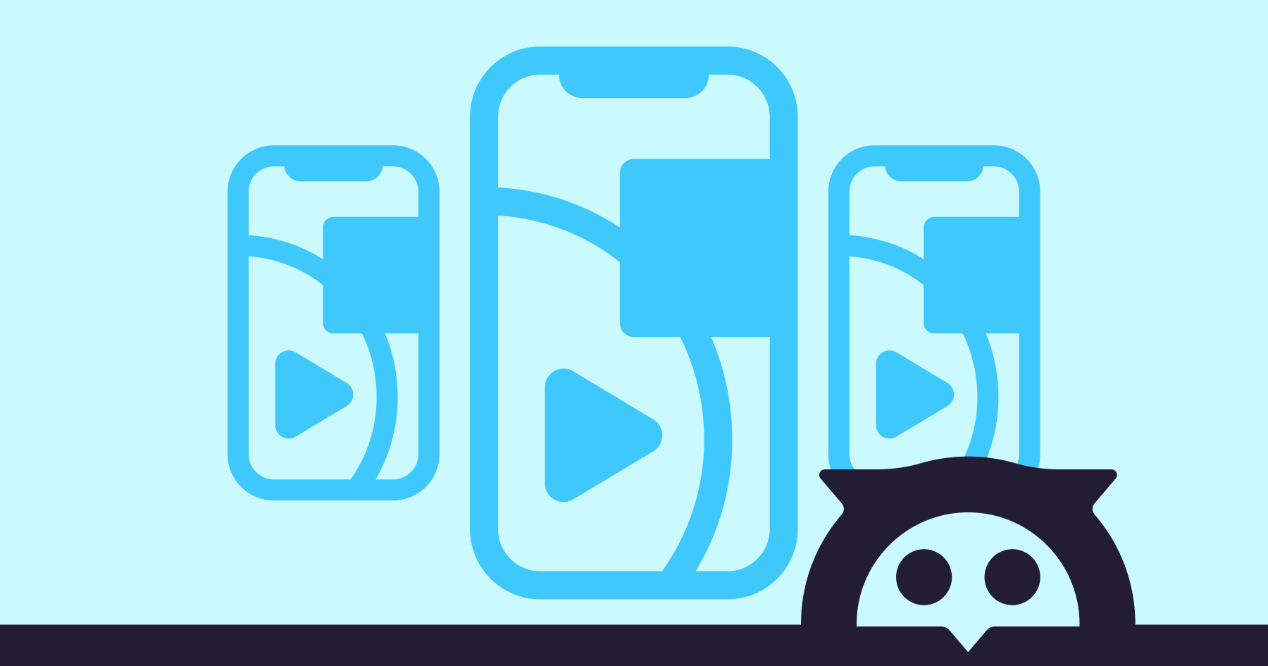 Mobile screens graphic with an owl