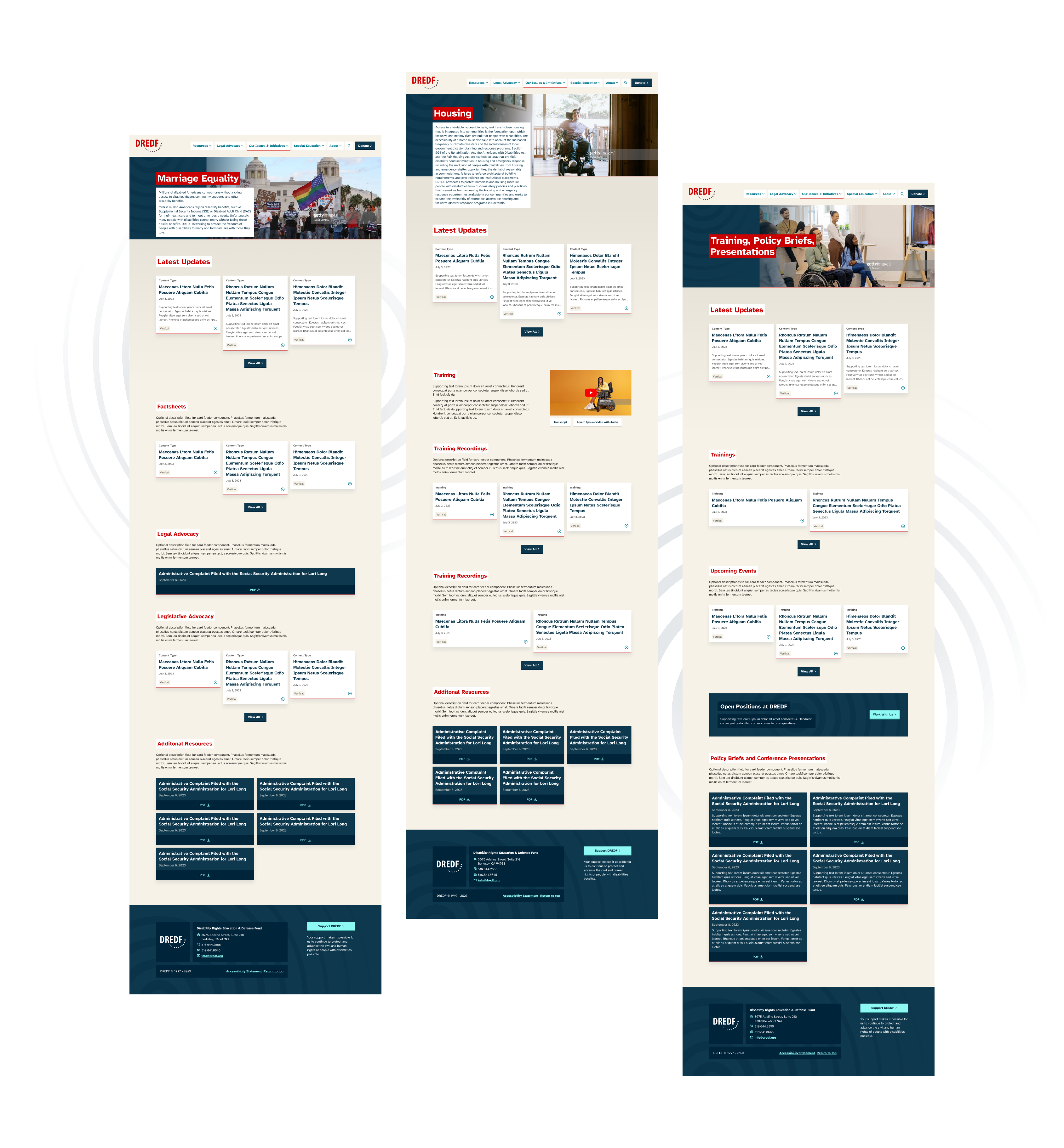 DREDF verticals pages