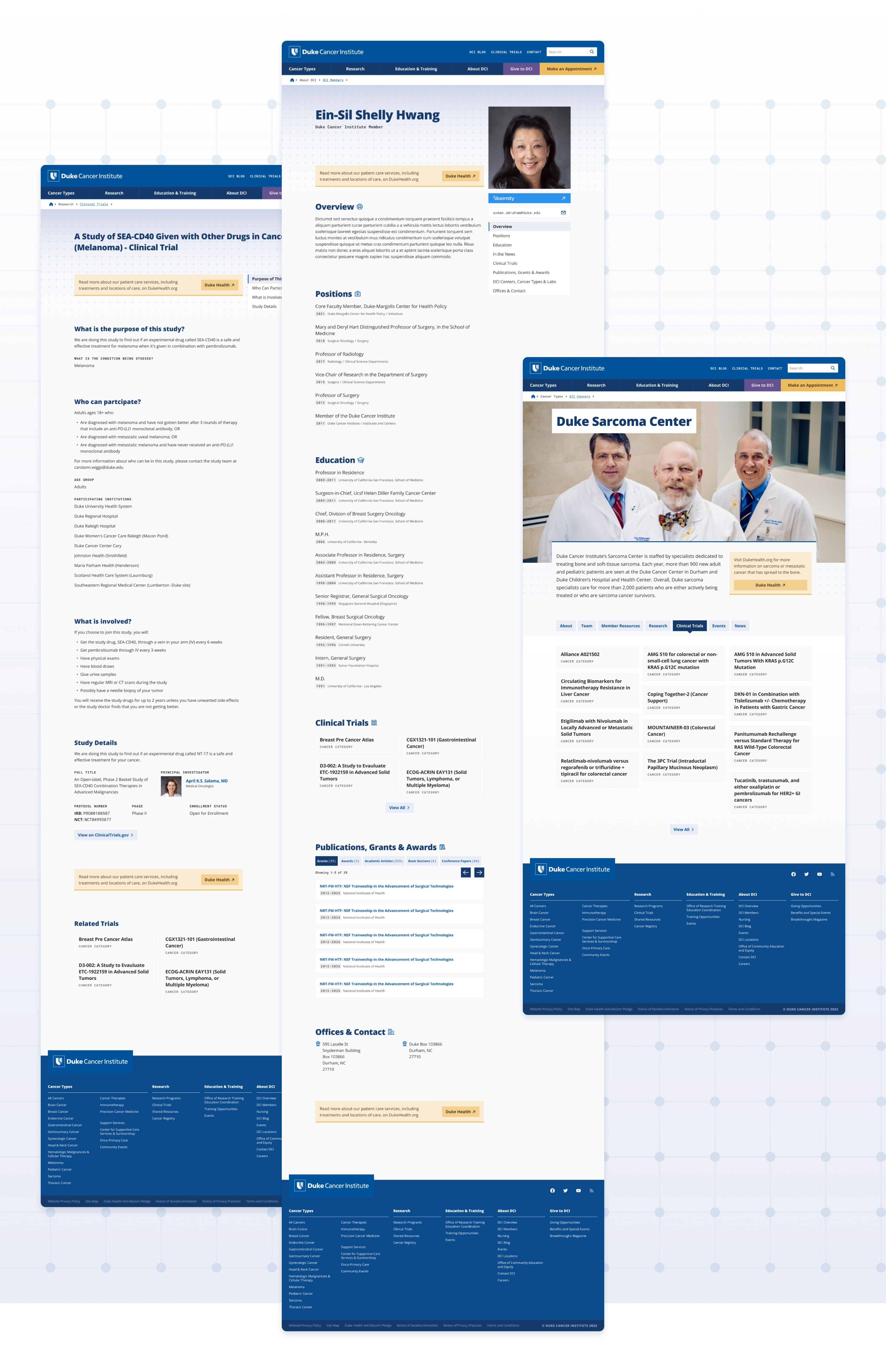 Page templates for Duke Cancer Institute