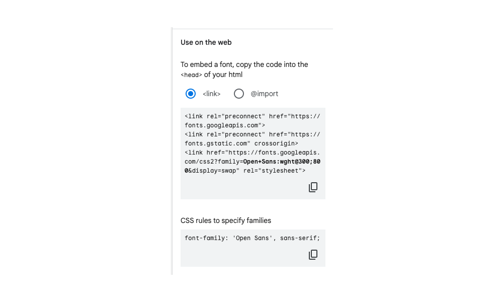 Example code for developers to embed variable fonts on a website
