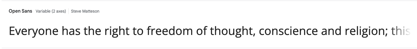 Open Sans variable font example by Steve Matteson