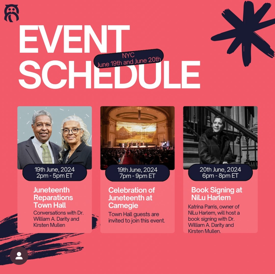An event schedule for Savas Labs' Juneteenth events
