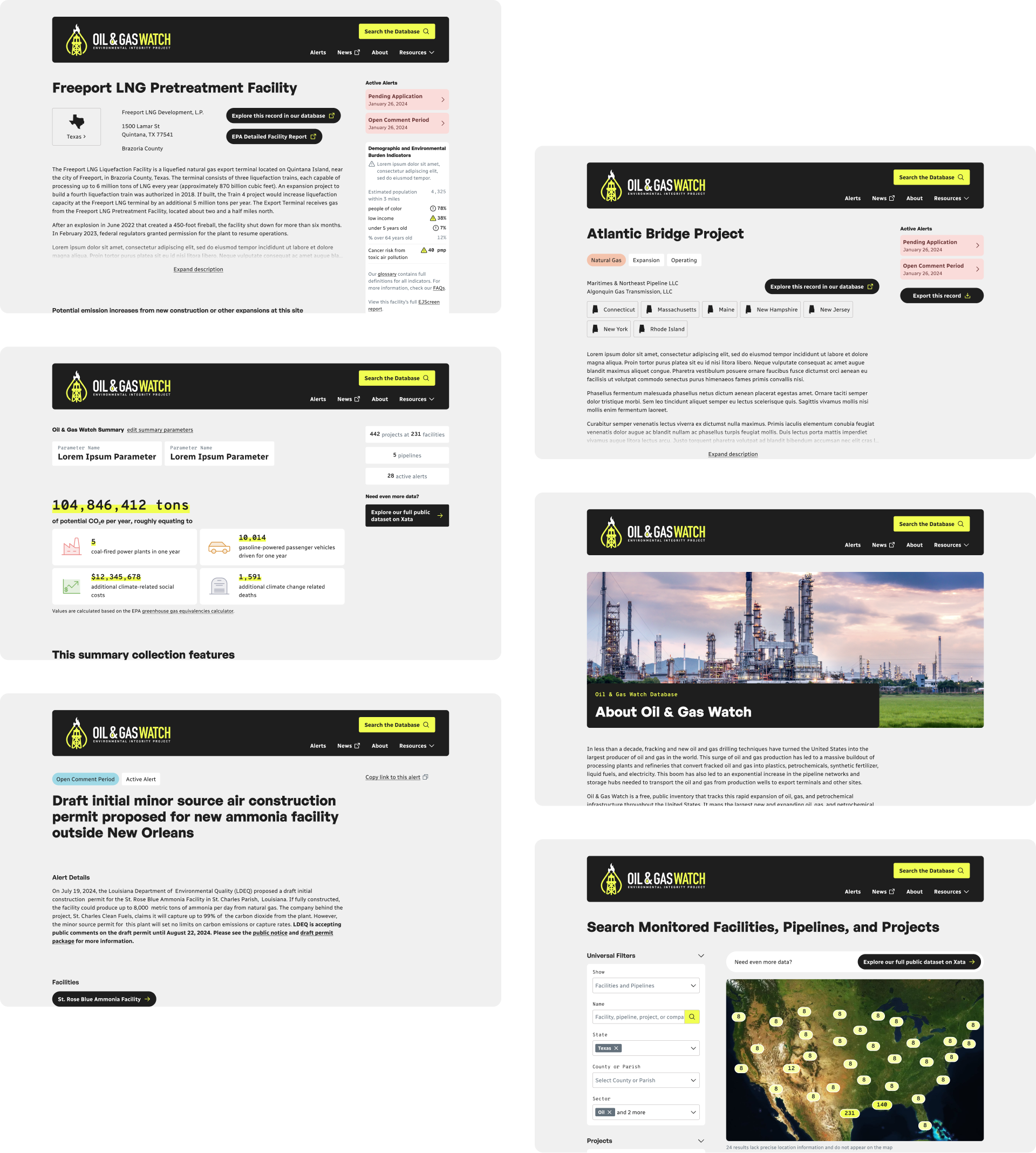 Templates for various pages on the EIP site