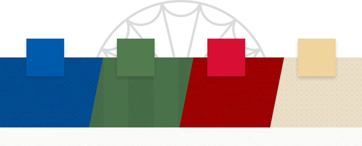 An array of brand colors and patterns used for The People's Hous
