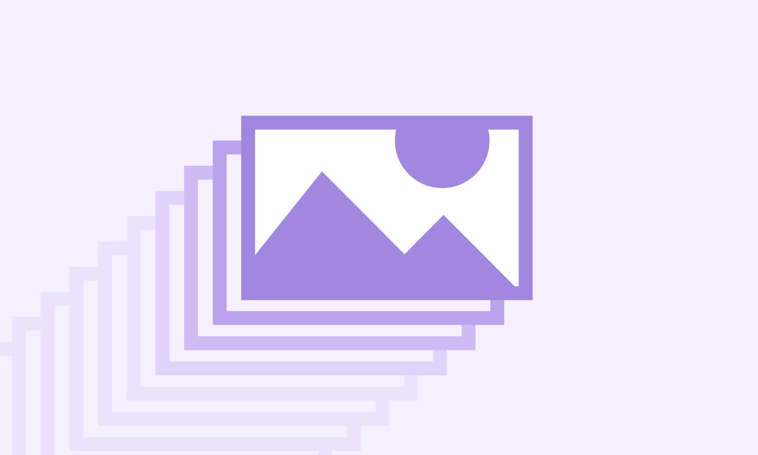 a stylized image icon cascades into view leaving a trail behind it