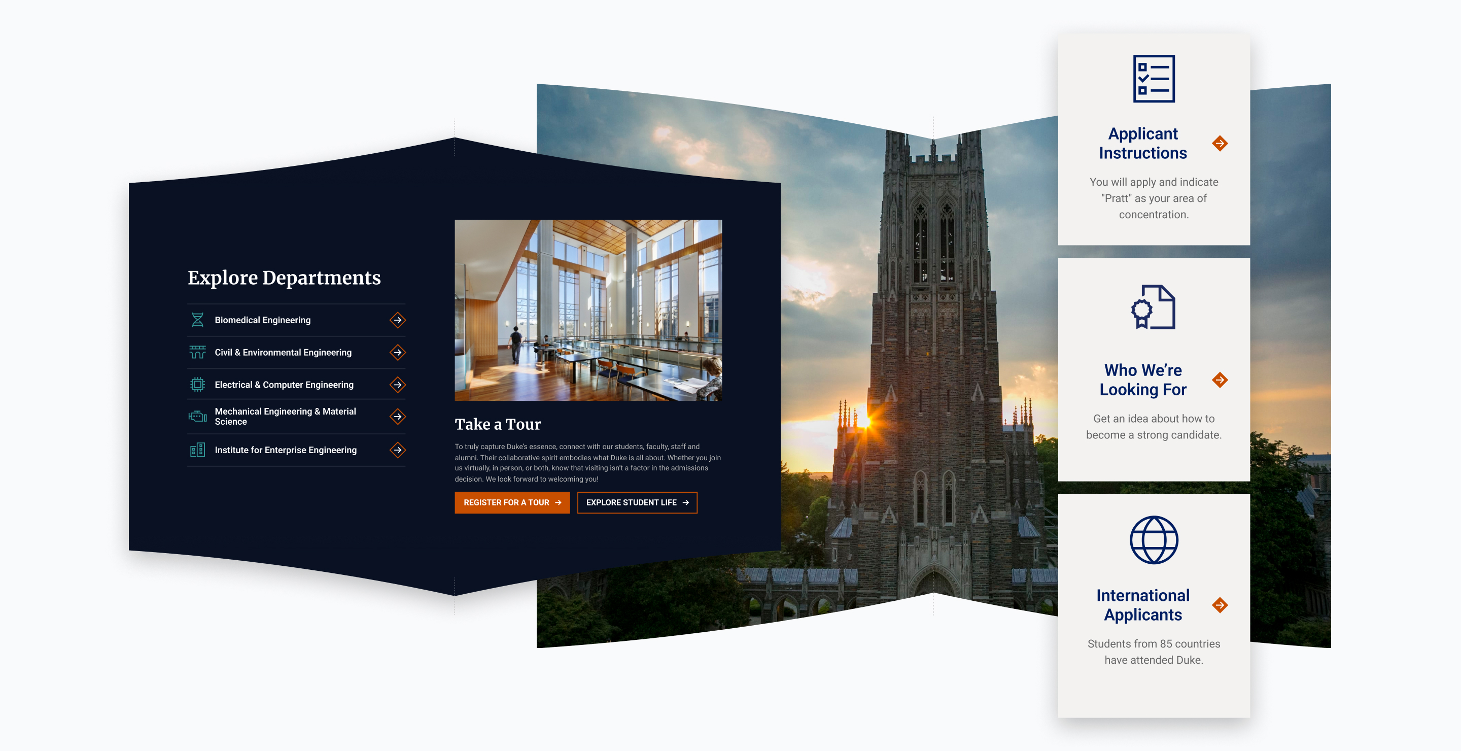 Examples of on-page navigation for perspective students.