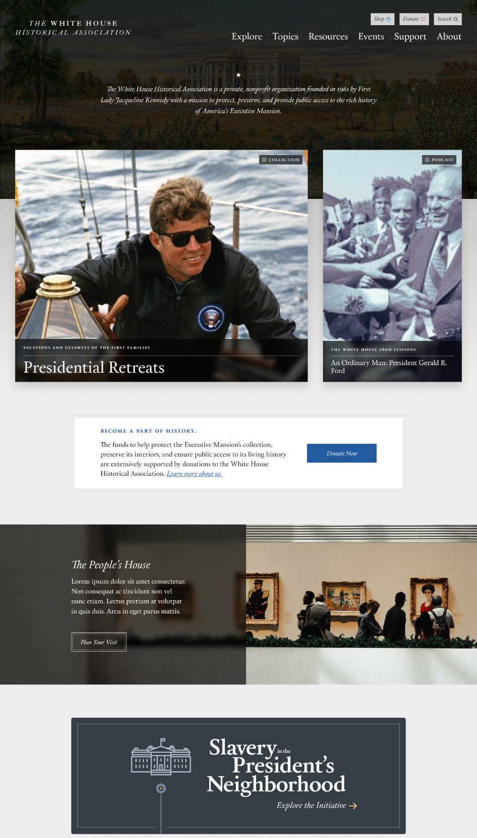 Screenshot of White House Historical Assocation's website