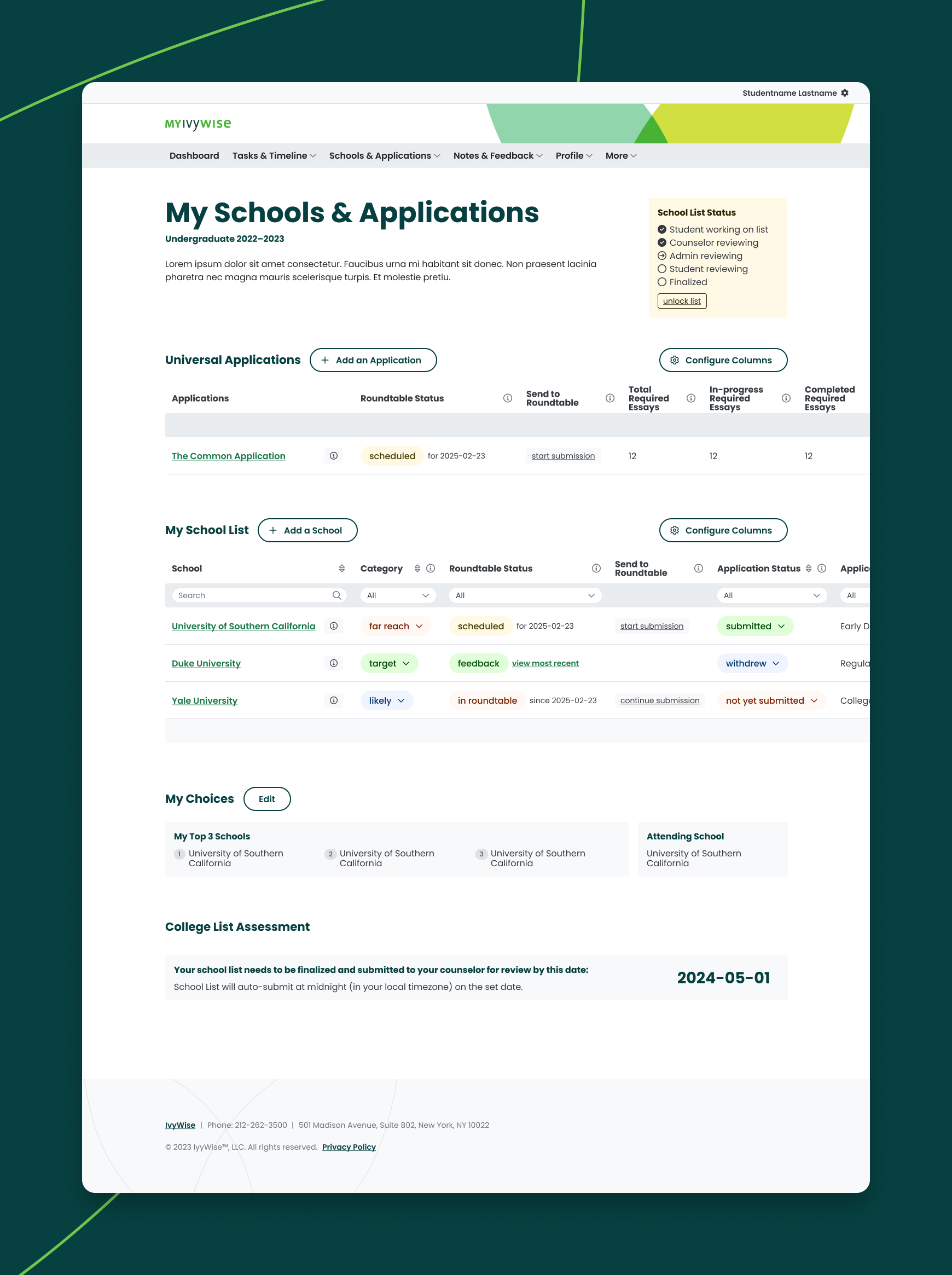 New UI for the School List
