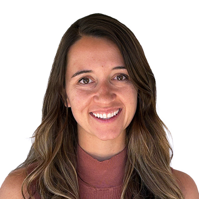 Hannah smiling with white background