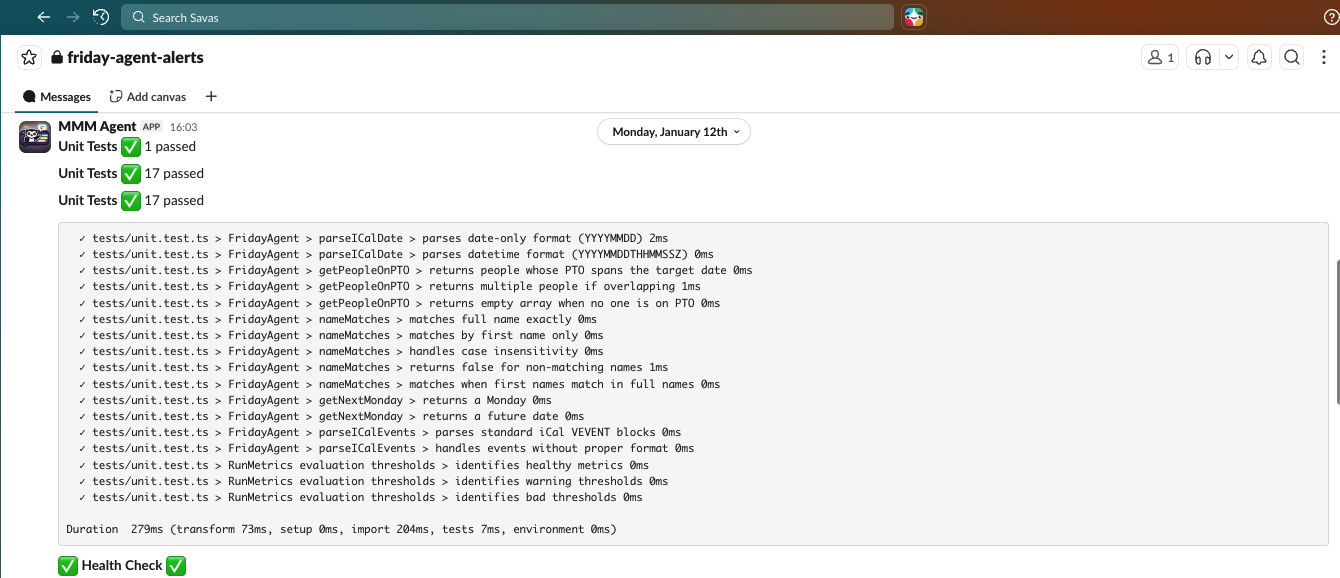 Example of tests applying to Slack