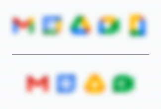 A comparison of blurred icons showing the original Google suite and Savas' interpretation