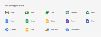Google Workspace's suite of icons, showing how the new Docs icon isn't used in context