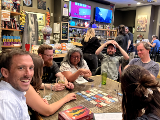 The team playing board games