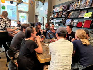 The team playing board games
