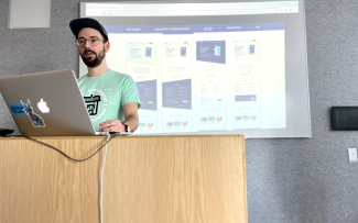 Drew presenting his work on Attain Data