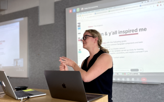 Maddy presenting her work on Quickstart