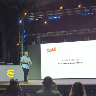 Josh Emrich presenting at the 2023 Creative Works Conference
