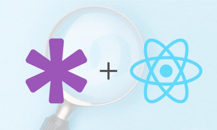 React logo and fuse logo with a magnifying glass