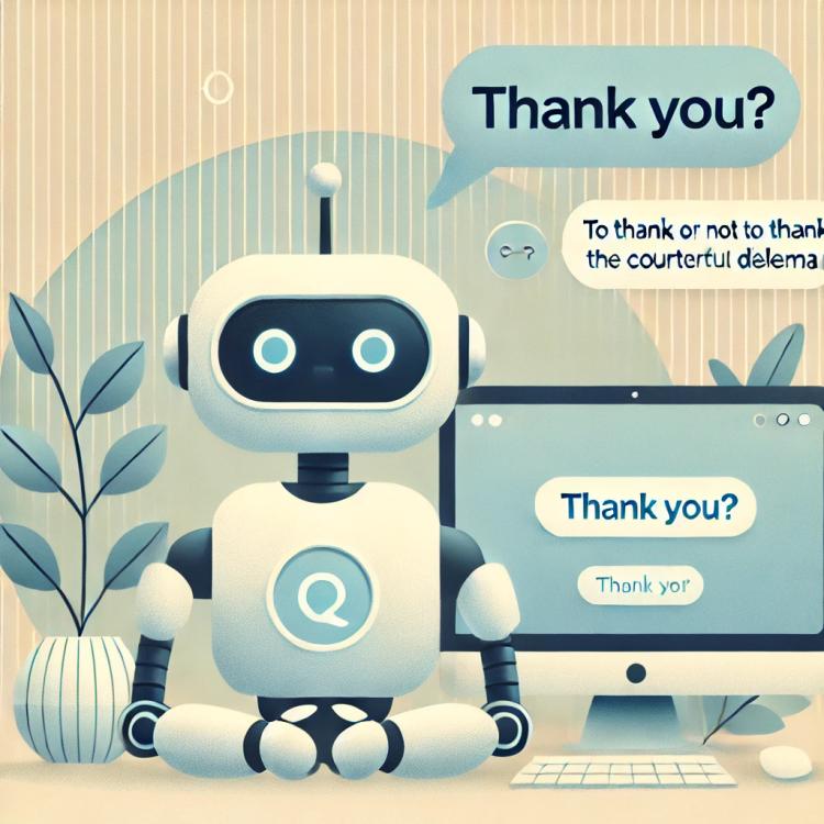 A robot with text saying "thank you?"