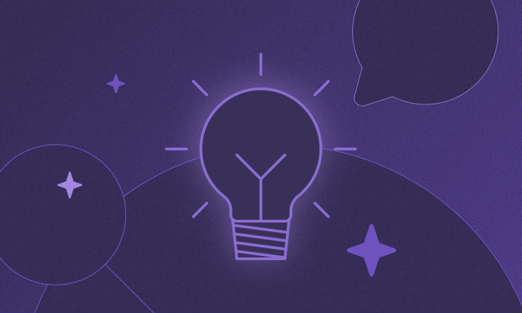 A picture of a light bulb on a stylized purple background